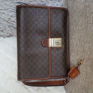 CELINE Macadam Pattern Second Clutch Bag Coated Canvas